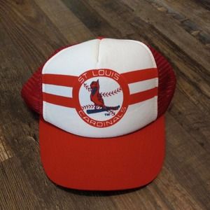 St Louis Cardinals Baseball VTG Trucker Cap Hat Snapback Meshback M/L